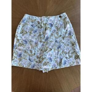 Vintage Liz Claiborne Blue Floral Linen Rayon Skort Sz 10 Cottagecore Garden
